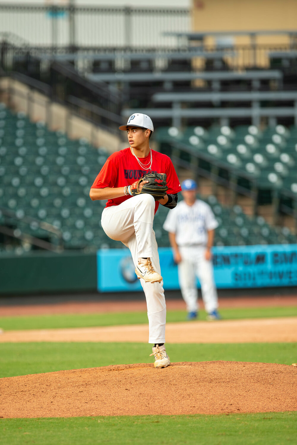 Anthony Diaz pitches during Tuesday's GHBCA Senior All-Star game at Constellation Field in Sugar Land.